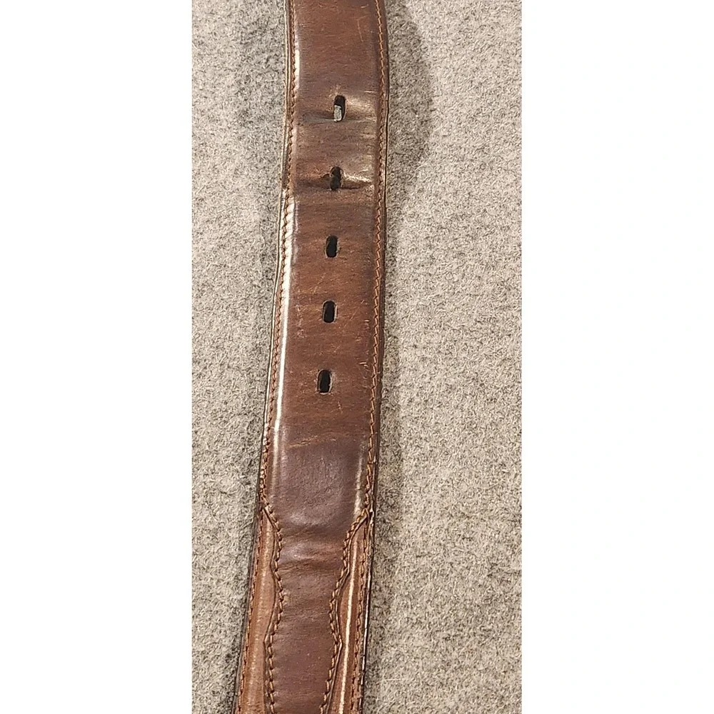 Ariat Leather Belt Mens Size 36 Brown Western Logo Buckle‎ Distressed D1022